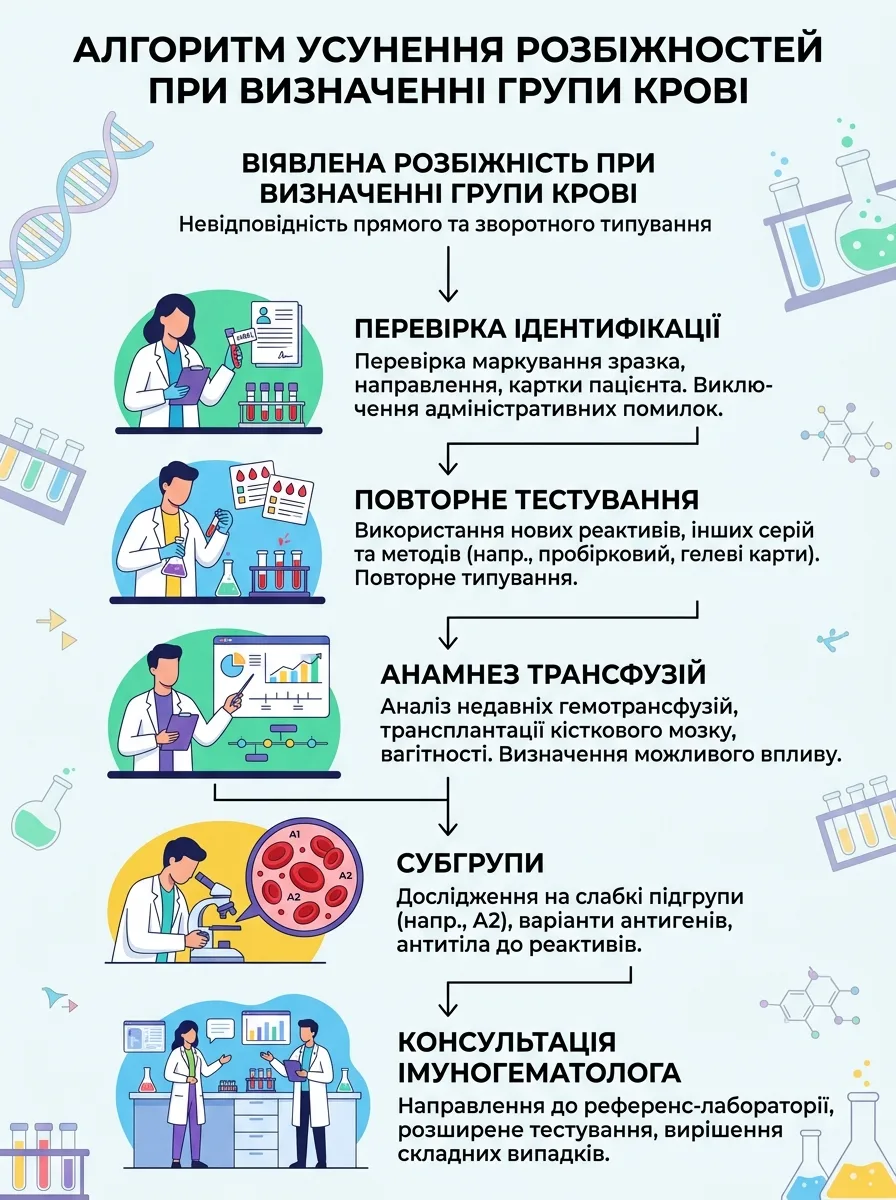 Алгоритм усунення розбіжностей при визначенні групи крові