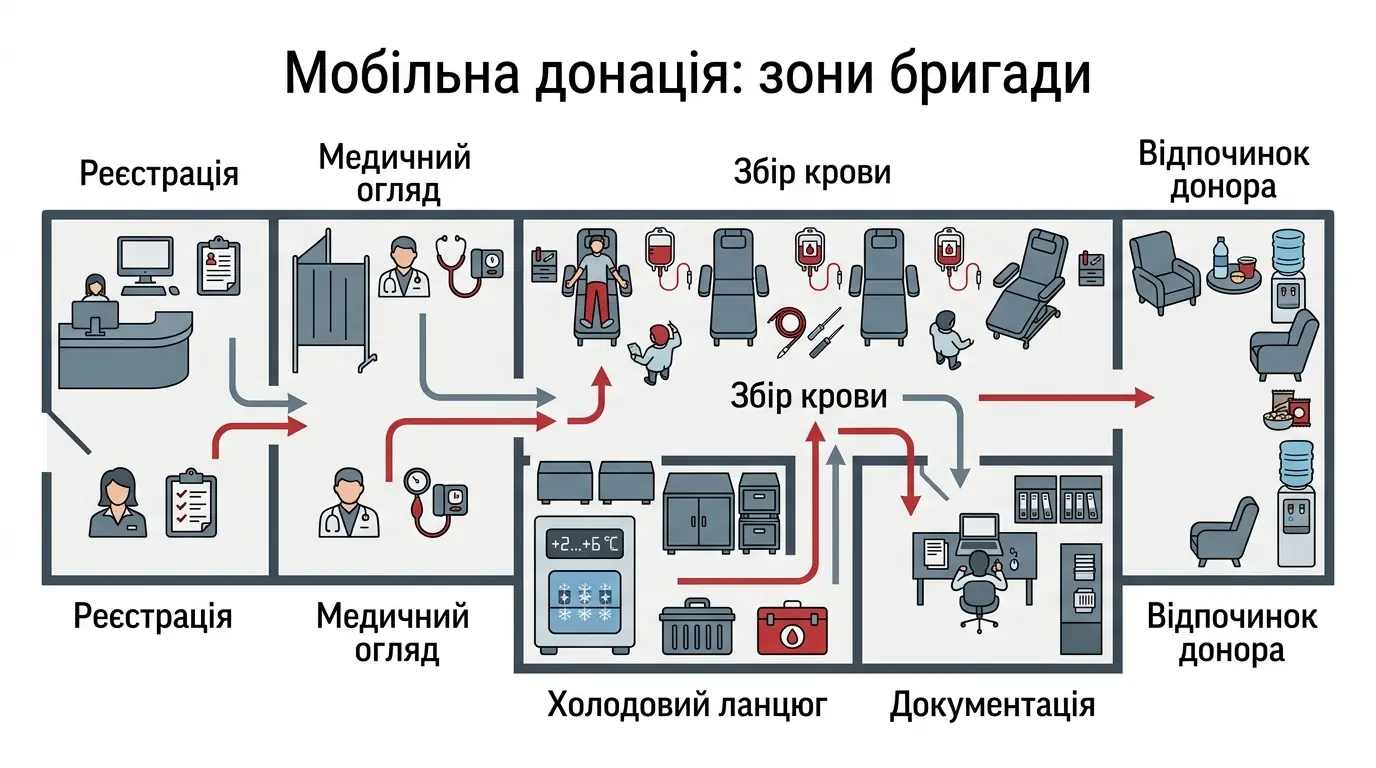 Мобільна донація: зони бригади