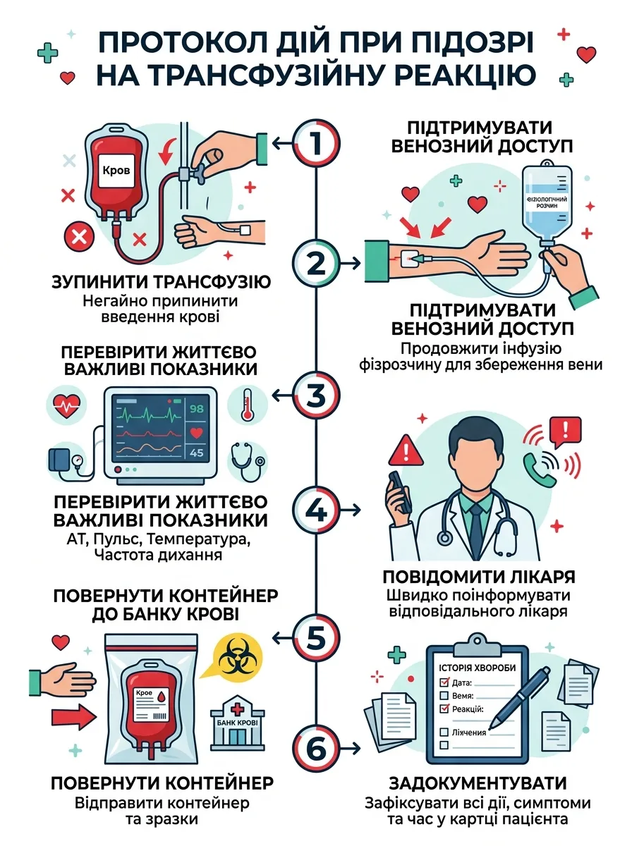 Протокол дій при підозрі на трансфузійну реакцію