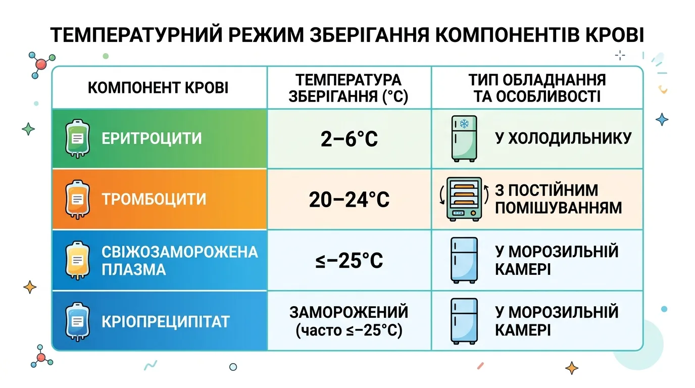 Температурний режим зберігання компонентів крові